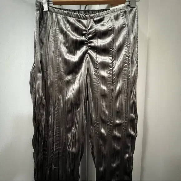 Zara Grey Velvet Flare Pants Size Medium - Picture 9 of 13